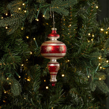 Load image into Gallery viewer, 6" RED &amp; WHITE GLASS FINIAL ORNAMENT