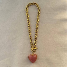 Load image into Gallery viewer, Amore Murano Glass Heart Necklace in Peach Pink