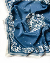Load image into Gallery viewer, 100% Silk Bandana Scarf in Floral China Blue