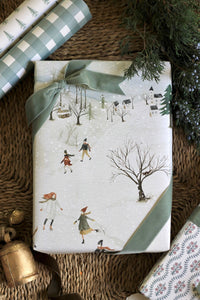 Ice Skating Scene Wrapping Paper: Ice Skating Wrapping Paper