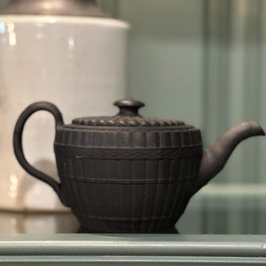 Antique Wedgewood Black Basalt Tea Pot Bamboo Style