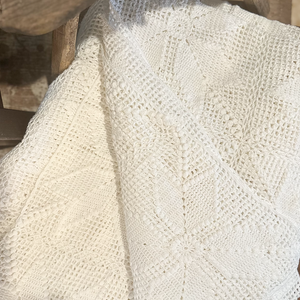 Vintage White Crocheted Coverlet