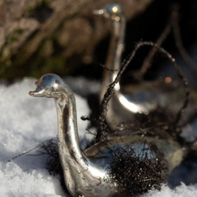 Load image into Gallery viewer, Silvered Glass Bird w/ Tinsel Ornament