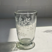 Load image into Gallery viewer, Hand Blown Etched Footed Glasses Water &amp; Wine Glasses