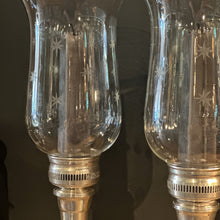 Load image into Gallery viewer, Pair of Sterling Silver Hurricane Lamps w/ Stars
