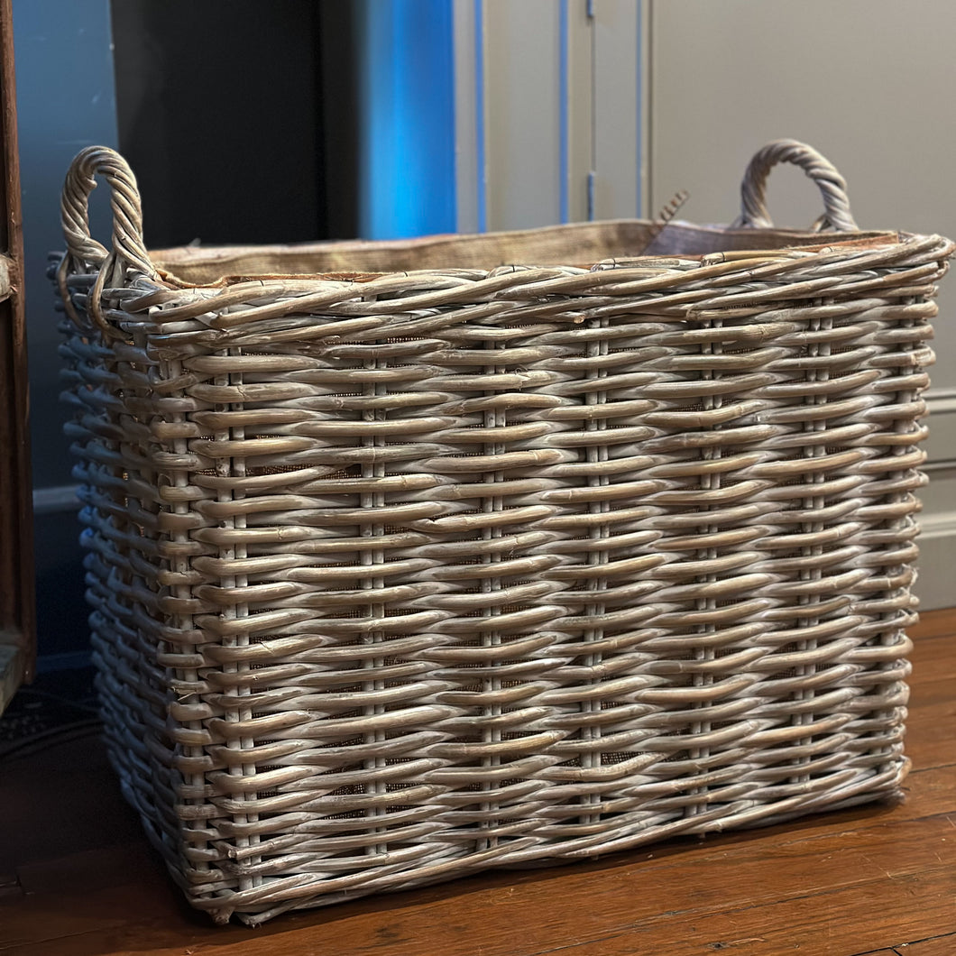 Large Lined Woven Laundry Basket