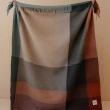 Load image into Gallery viewer, Recycled Wool Blanket in Green Waffle Block Check