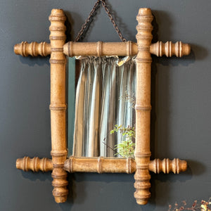 Antique French Faux Bamboo Wood Mirror