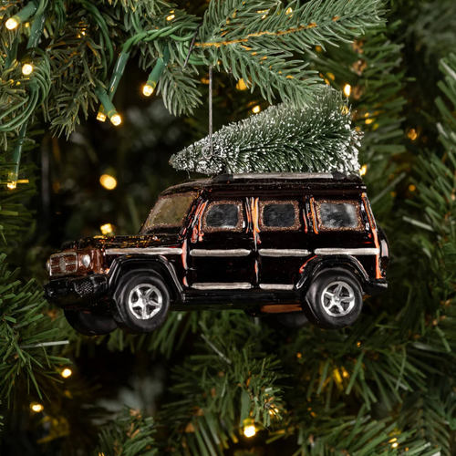 Brown SUV Ornament with Tree