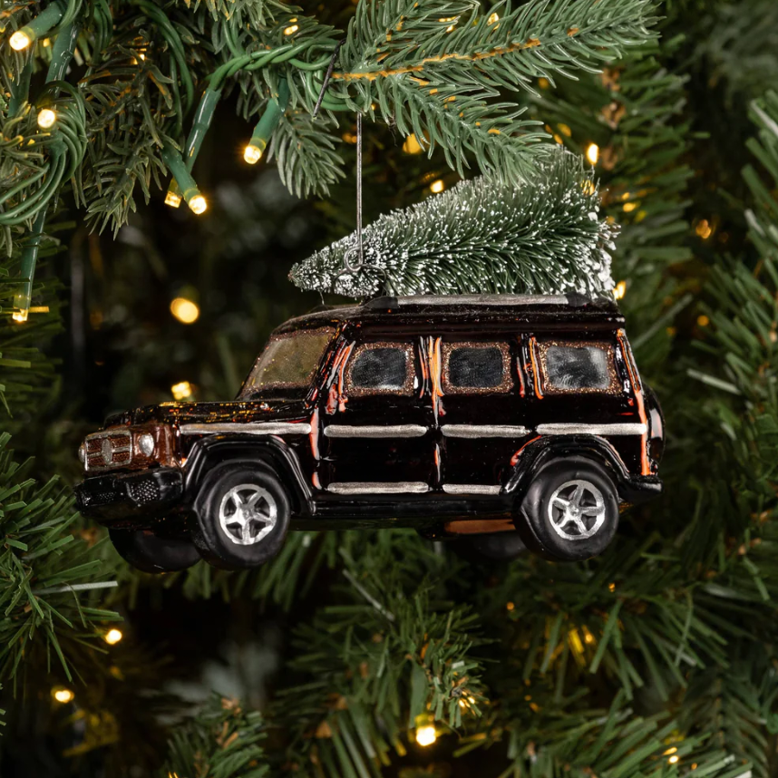 Brown SUV Ornament with Tree