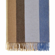 Load image into Gallery viewer, Block Stripe Yellow/Blue Merino Lambswool Throw