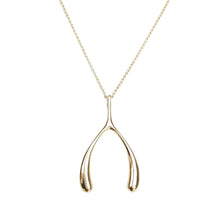 Load image into Gallery viewer, Lucky Gold Wishbone Pendant Necklace
