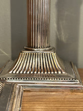 Load image into Gallery viewer, Pair of Silver Plated Column Candlesticks