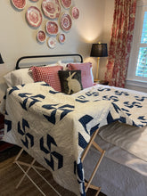 Load image into Gallery viewer, Antique Navy Pinwheel Quilt