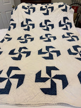 Load image into Gallery viewer, Antique Navy Pinwheel Quilt