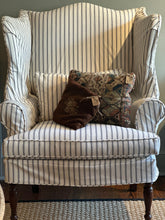 Load image into Gallery viewer, Vintage Wingback Chair Slipcovered in Ticking