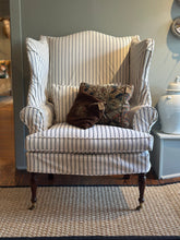 Load image into Gallery viewer, Vintage Wingback Chair Slipcovered in Ticking