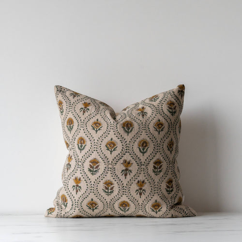 Botanical Block Print Pillow Cover