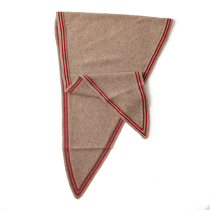 100% Cashmere Scarf in Dark Oatmeal & Red