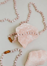Load image into Gallery viewer, Pure Gemstone + Pink Rose Quartz || Beaded Necklace: 16"