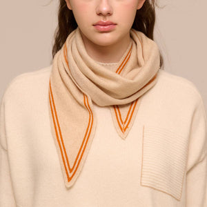 100% Cashmere Scarf in Dark Oatmeal & Red