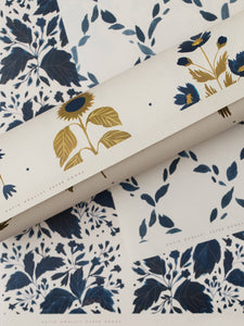 BLUE BOTANICAL GIFT WRAP PAPER