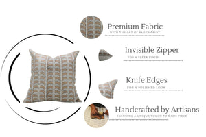 Interior Block Print Linen Blend Pillow Cover - Garud: Linen Blend / Both Side / 22X22