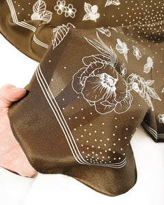 100% Silk Bandana Scarf in Olive