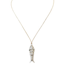 Load image into Gallery viewer, SARDINA NECKLACE, gold and silver plated fish (CAT74): Gold plated / LUREX THREAD / M