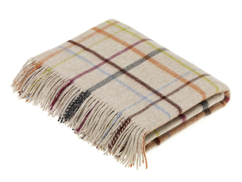 Merino Lambswool Throw in Beige Multi Color