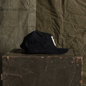 Lucky 13 Corduroy Black Hat with Horseshoe