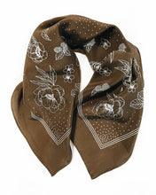 Load image into Gallery viewer, 100% Silk Bandana Scarf in Olive