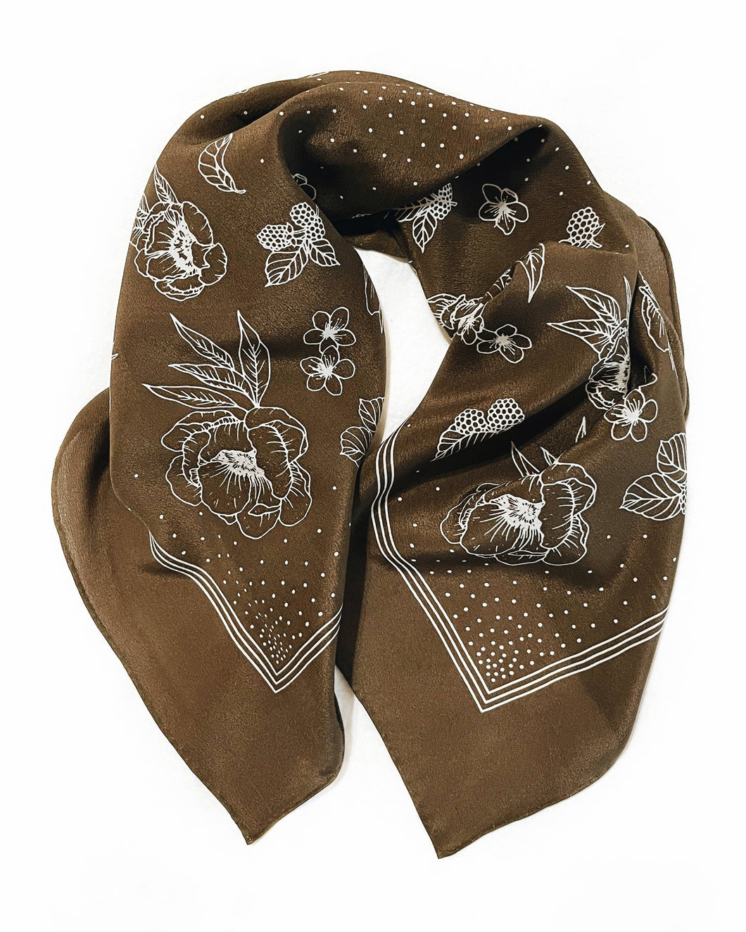 100% Silk Bandana Scarf in Olive