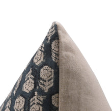 Load image into Gallery viewer, Hand Block Printed Canvas Pillow cover in Teal Blue