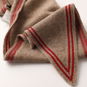 100% Cashmere Scarf in Dark Oatmeal & Red