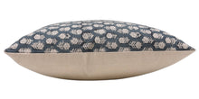 Load image into Gallery viewer, Hand Block Printed Canvas Pillow cover in Teal Blue
