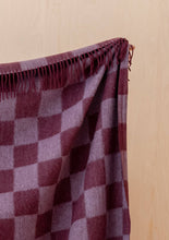 Load image into Gallery viewer, Recycled Wool Blanket in Burgundy &amp; Lilac Checkerboard