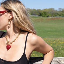Load image into Gallery viewer, Amore Murano Glass Heart Necklace in Peach Pink
