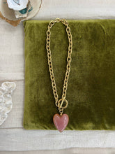 Load image into Gallery viewer, Amore Murano Glass Heart Necklace in Peach Pink