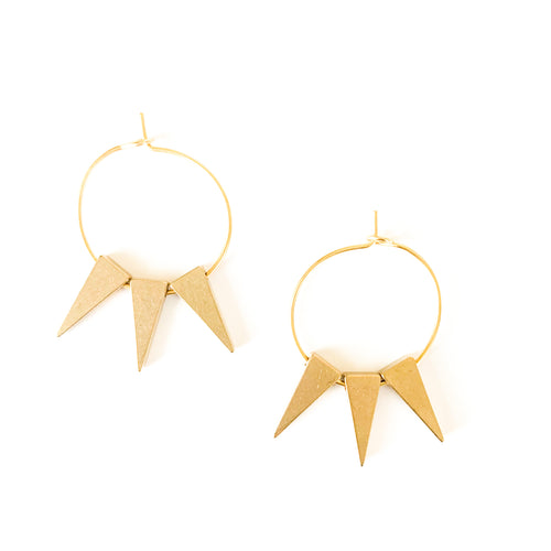 Shop the David Aubrey 18k gold plated spike hoops at Federal & Black