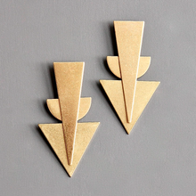 Load image into Gallery viewer, Brass Deco Earrings
