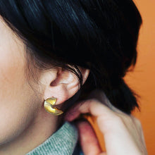 Load image into Gallery viewer, Shop the Brass Ribbon Stud Spiral Earrings by Michelle Starbuck at Federal &amp; Black