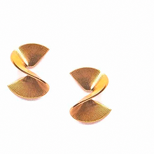 Load image into Gallery viewer, Shop the Brass Ribbon Stud Spiral Earrings by Michelle Starbuck at Federal &amp; Black