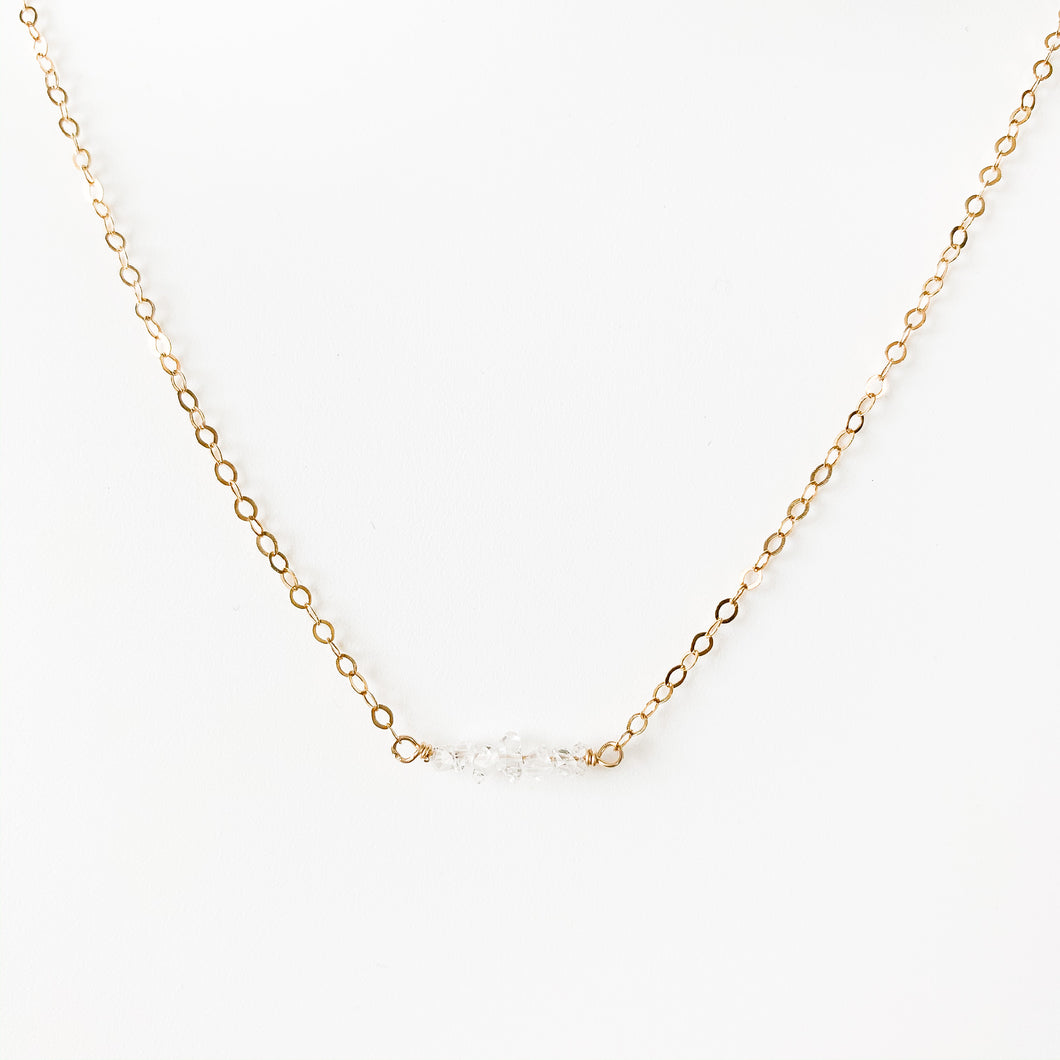 Delicate 14k gold & Herkimer Diamond necklace at Federal & Black