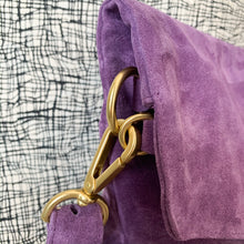 Load image into Gallery viewer, Explorer Foldover Crossbody Clutch in Purple Suede
