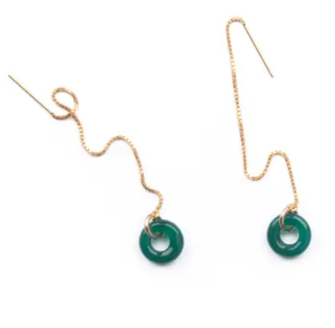 Shop the Green Agate Loop Threader Earrings at Federal & Black