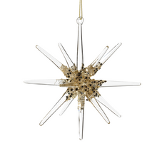 Load image into Gallery viewer, Glass &amp; Gold Stardust Snowflake Ornament