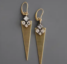Load image into Gallery viewer, Shop the David Aubrey Brass Gold Plated SAHE33 earrings at Federal &amp; Black