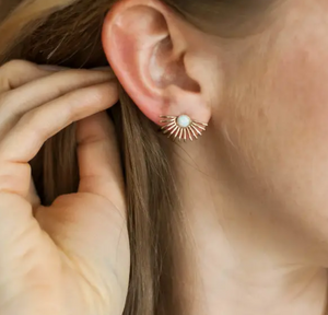 Opal Beam Stud Earrings